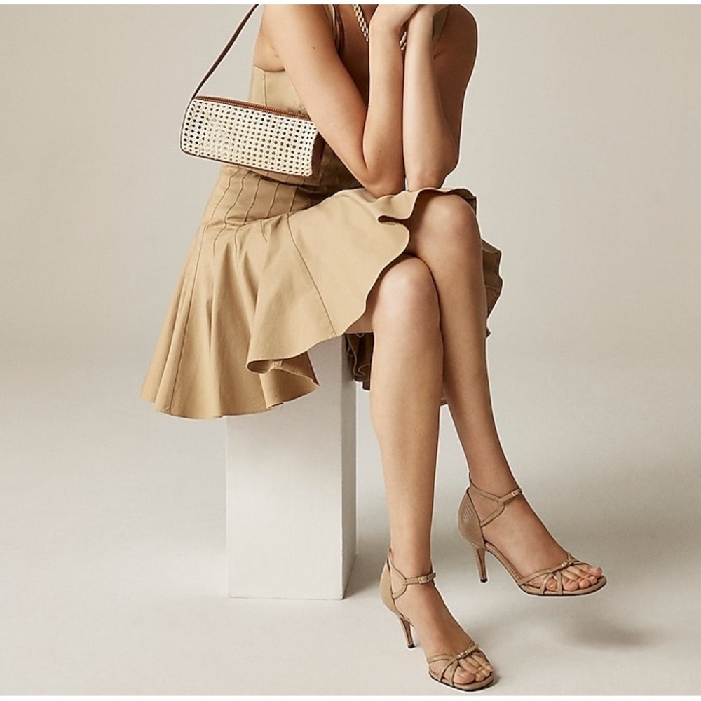J Crew Made-in-Italy cage-toe heels in lizard-embossed leather CH310